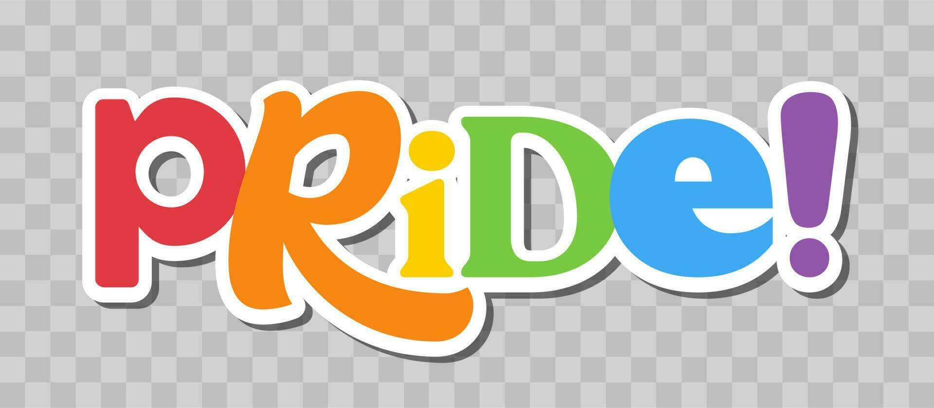 Pride lettering with rainbow flag colors. Different style letters forming the Pride word. vector