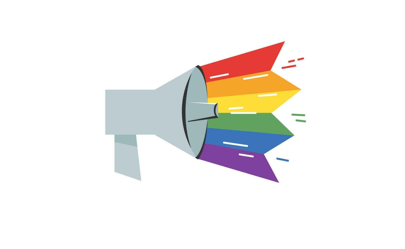 LGBT megaphone with rainbow. Pride month voice speaker. Diversity representation. vector