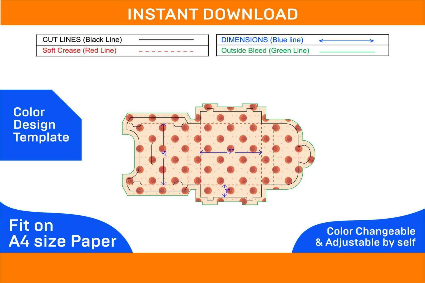 Labeling cardboard box or paper packaging dieline template and 3D vector file Color Design Template