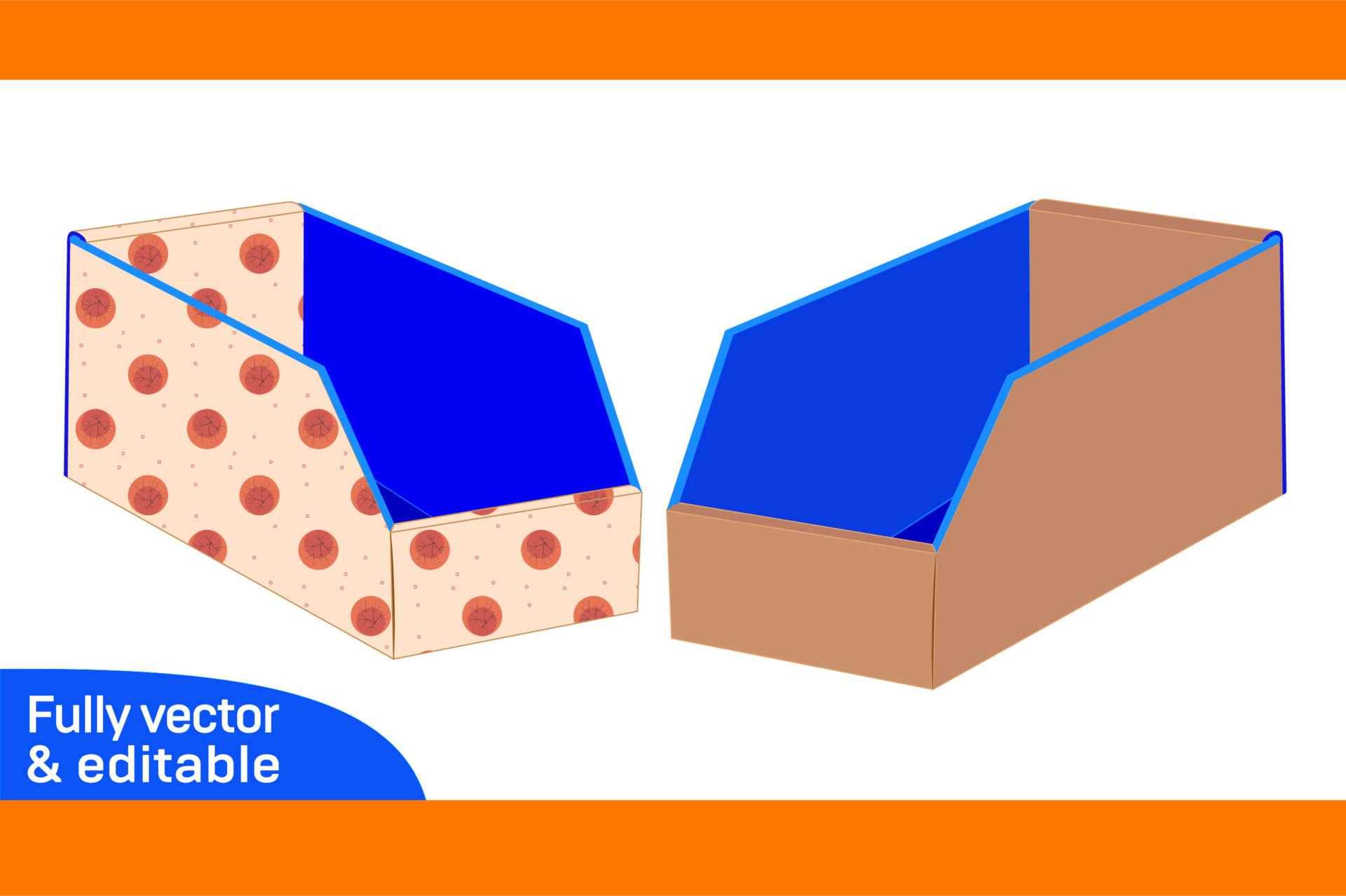 Stackable storage and bin box dieline template and 3D box design easily