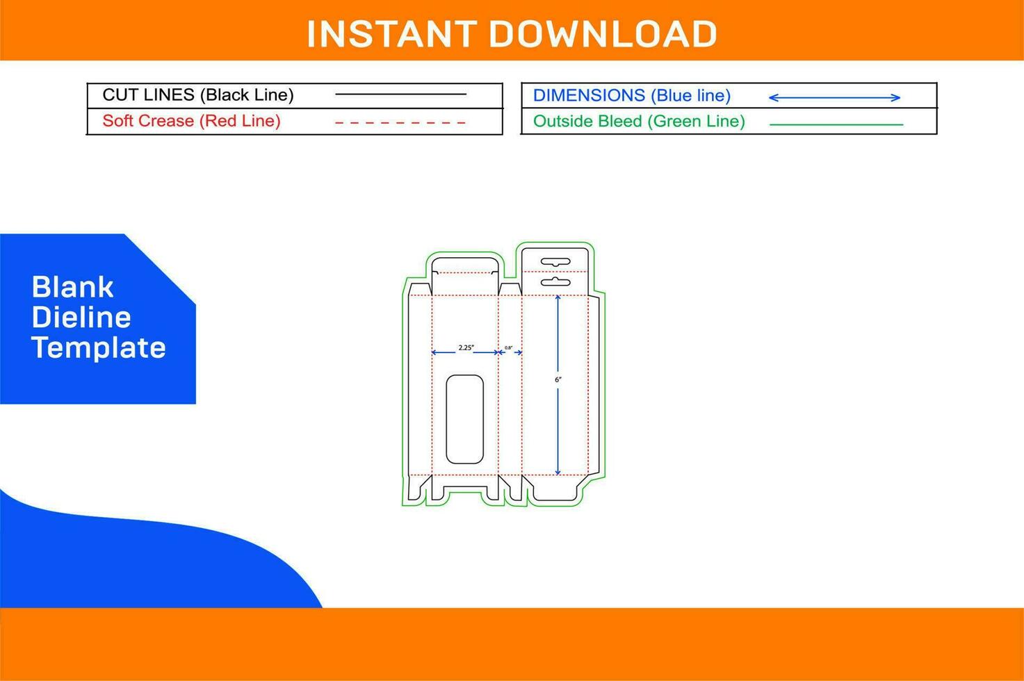 Tuck top snap lock bottom with hanger box dieline template and 3D vector file Blank dieline template