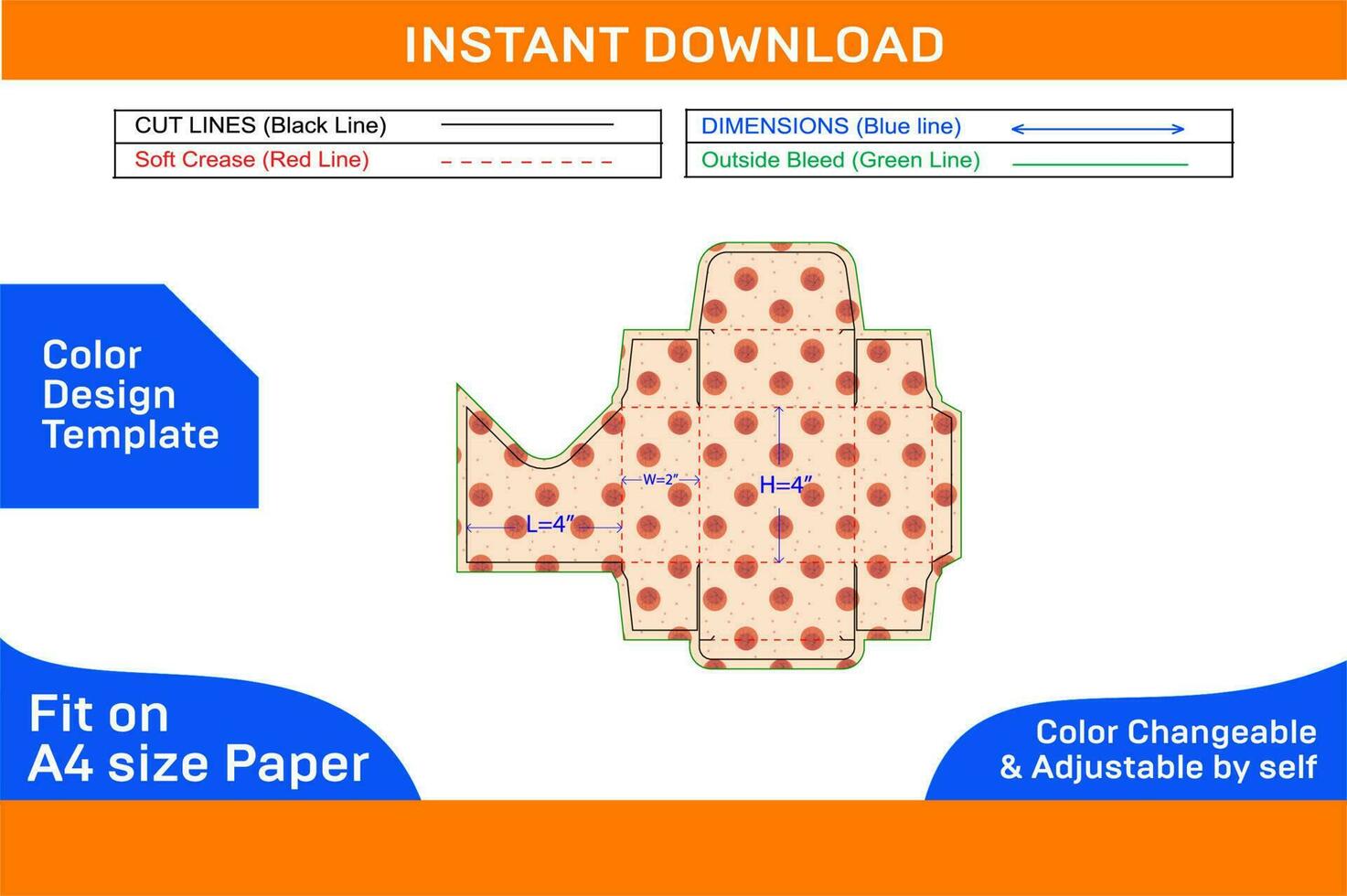 Custom straight tuck end box packaging dieline template and 3d box design vector file Color Design Template