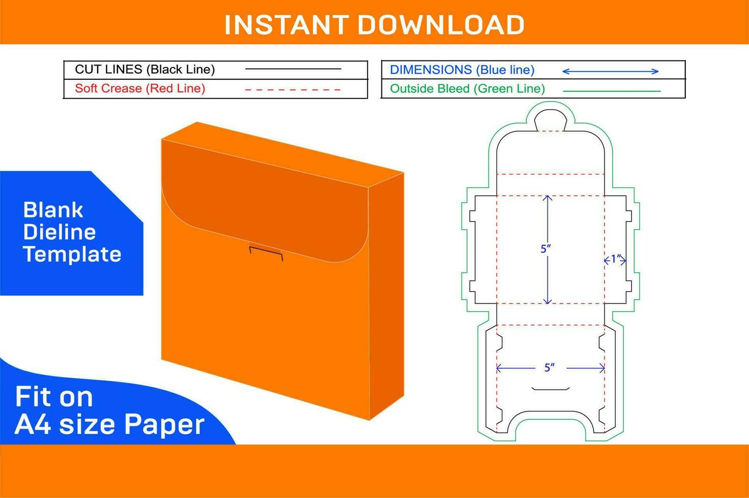 Labeling cardboard box or paper packaging dieline template and 3D vector file Blank dieline template