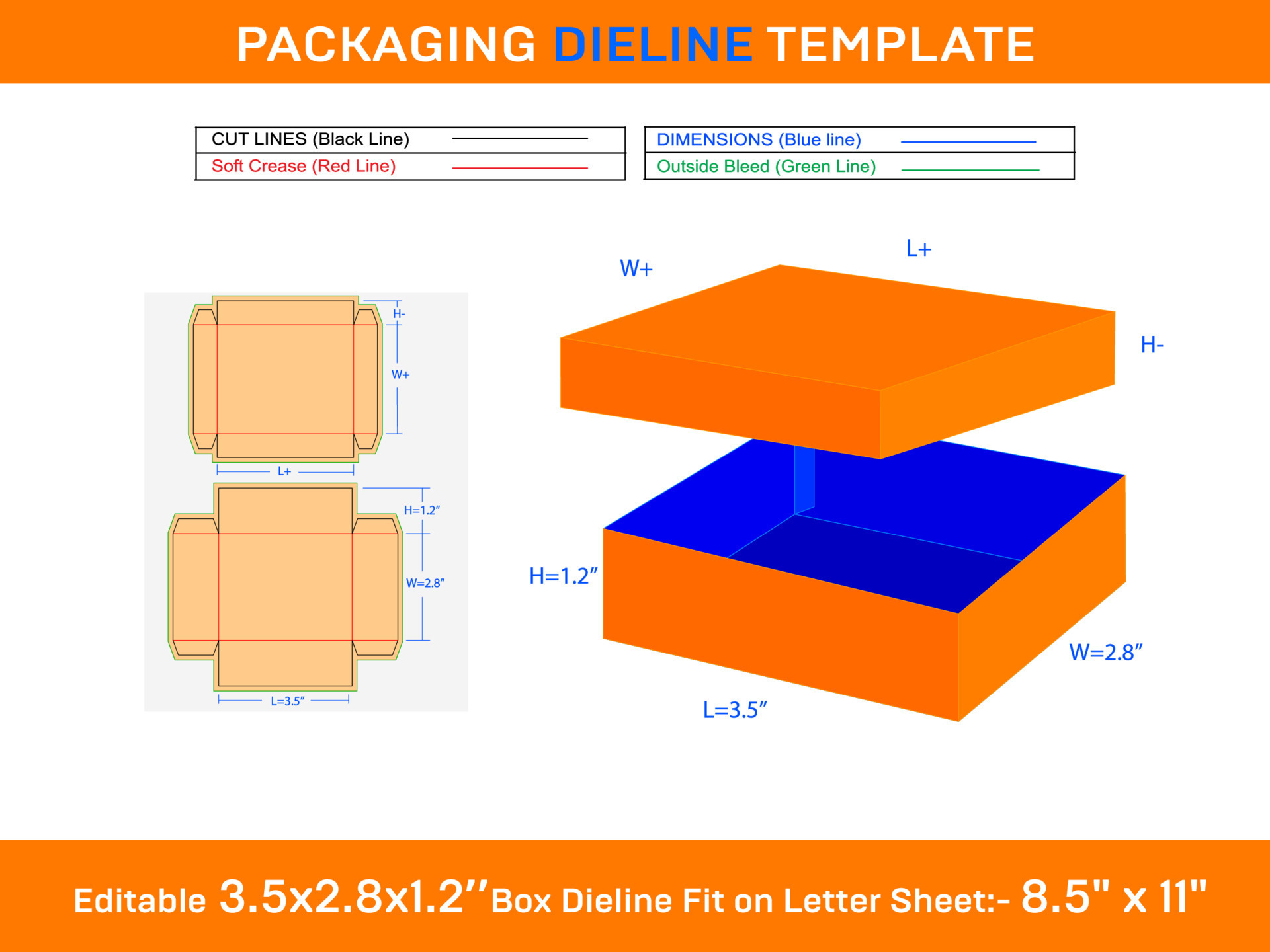 Kraft Packaging Box With Lids Or Gifts Box Dieline Template Of 3 5x2 kraft-packaging-box-with-lids-or-gifts-box-dieline-template-of-3-5x2