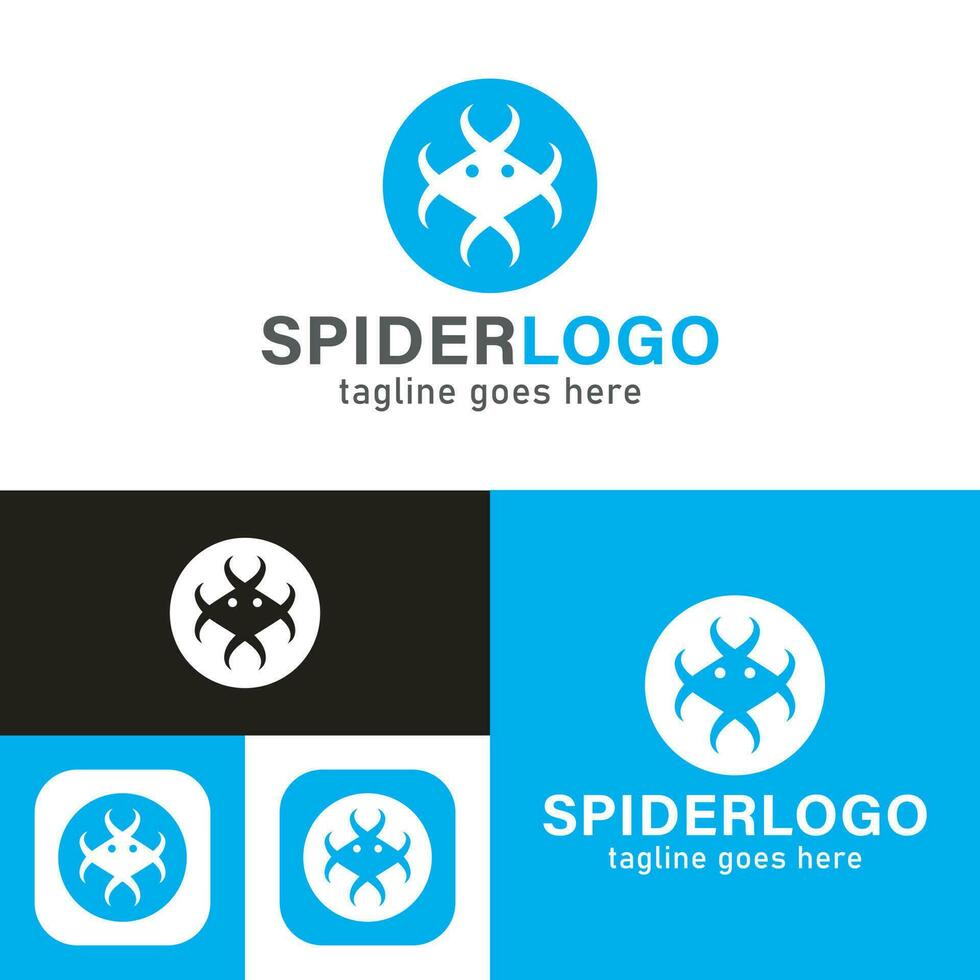 Simple Spider logo.Minimal Icon Style.Vector Illustration.Black and white.Unique, elegant, modern style. vector