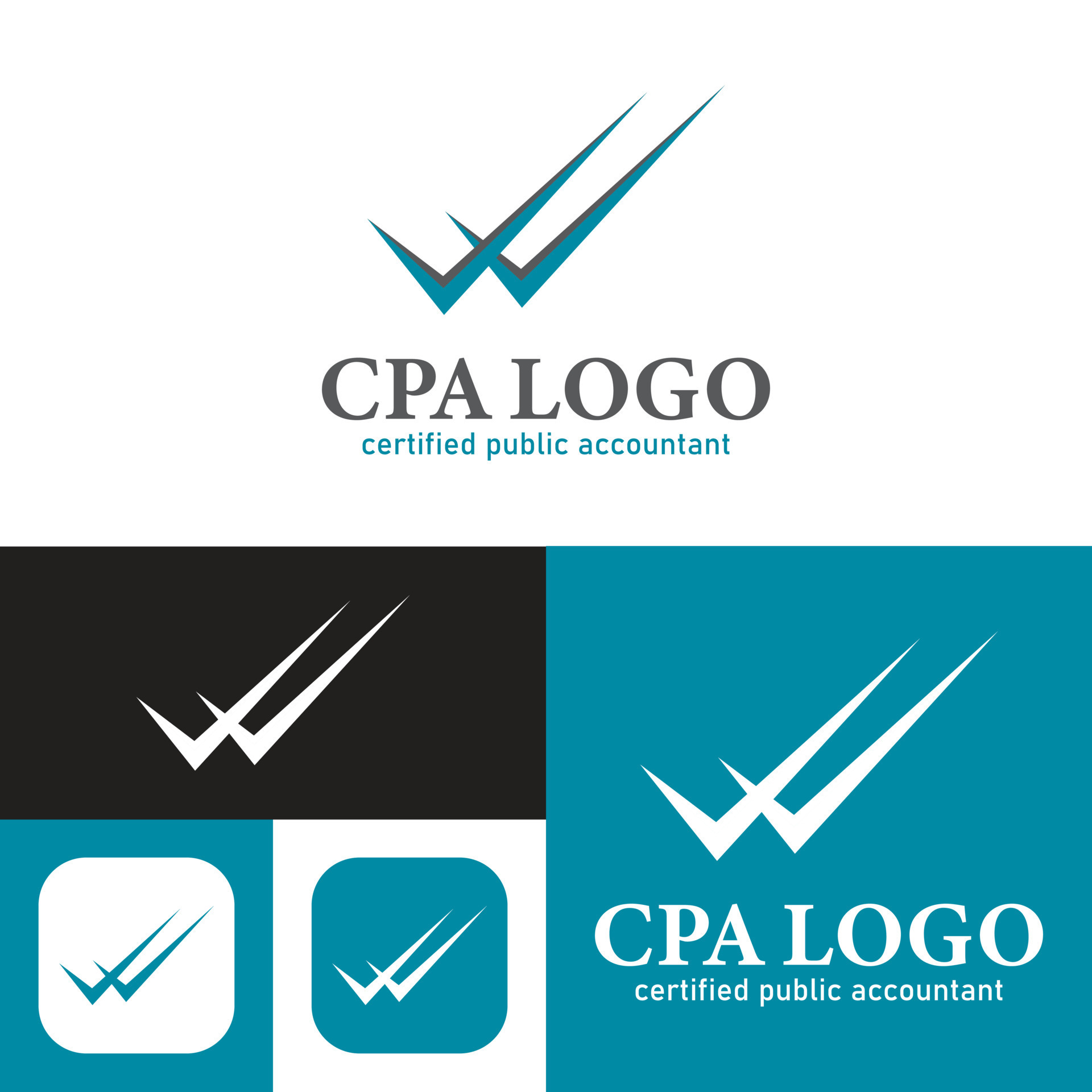 Simple Certified Public Accountant Logo. Minimal Icon Style.Vector
