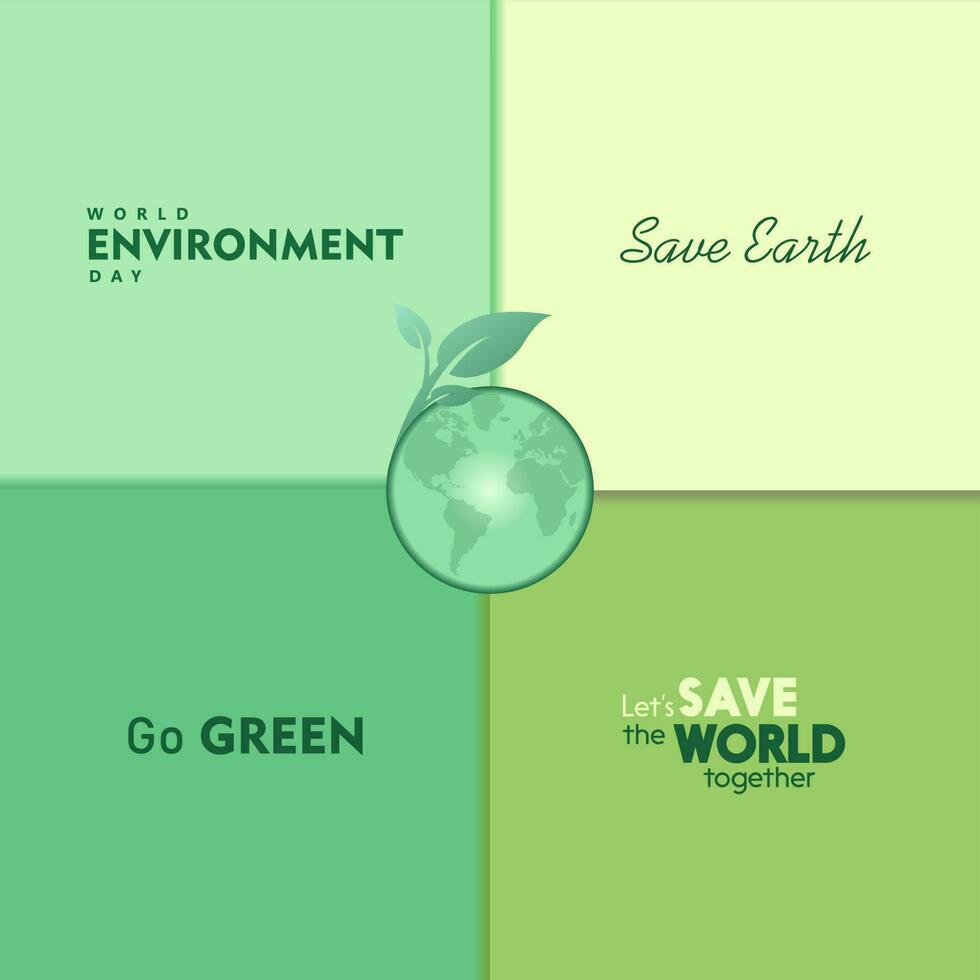 World Environment day. Happy Environment day, 05 June. simple vector banner with green palette color background