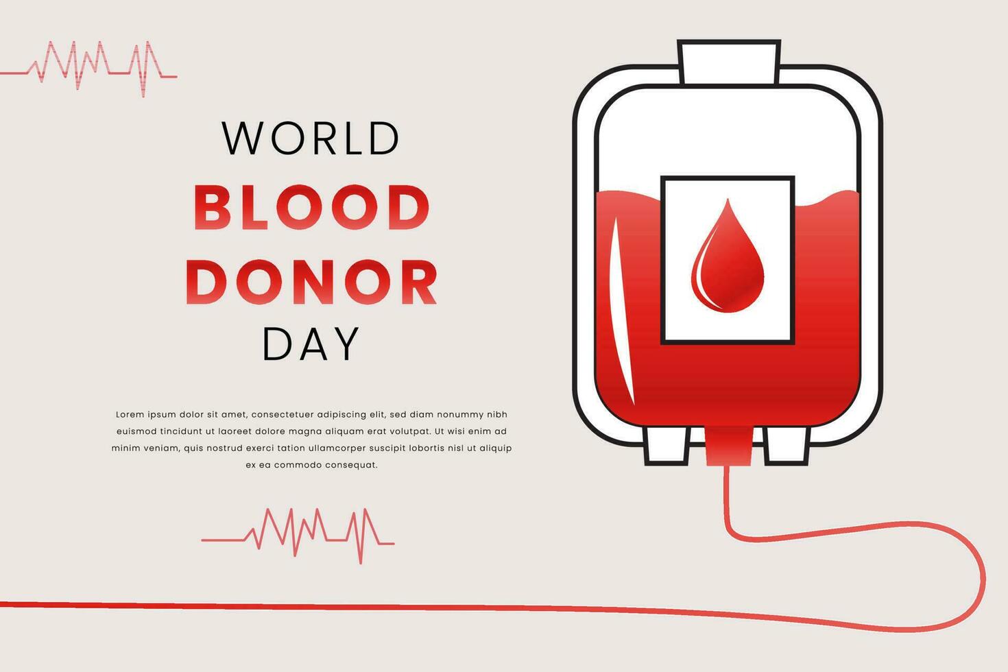 Blood donation illustration concept with blood bag. World blood donor day on June 14. vector