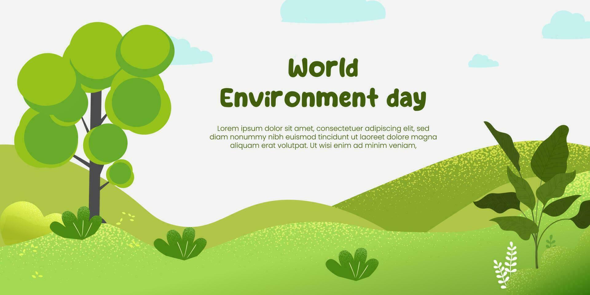 World Environment Day concept with beautiful green garden illustration. vector