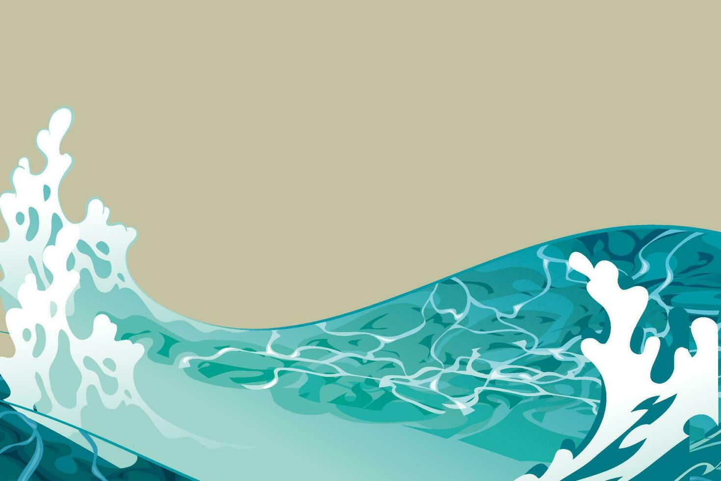Great Wave background style woodblock print vector illustration.