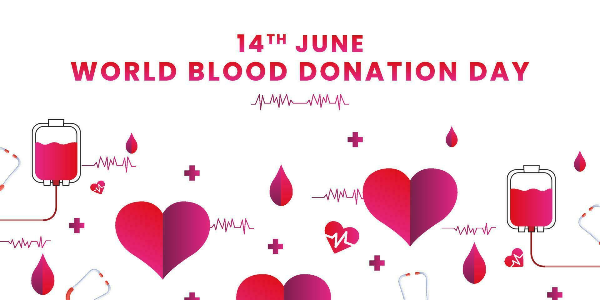 Blood donation illustration concept with blood bag. World blood donor day on June 14. vector