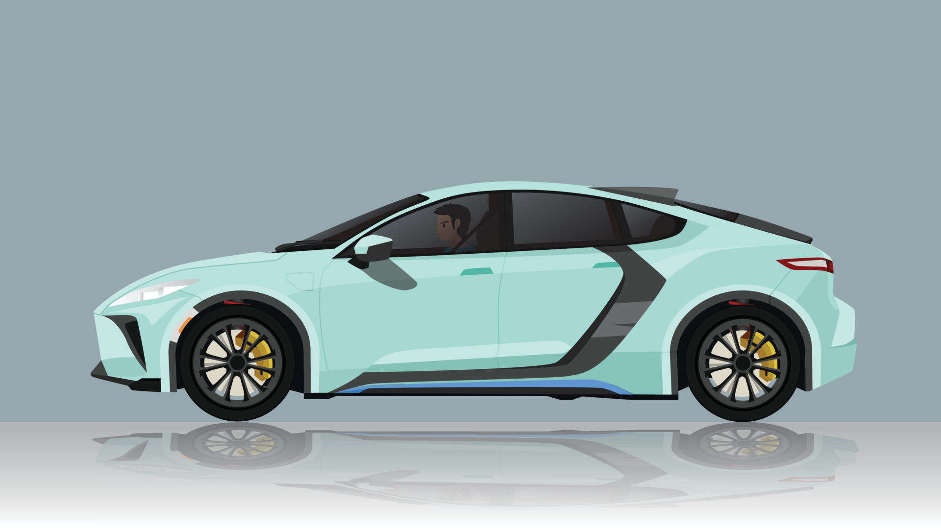 Concept vector illustration of detailed side of a flat soft green sport ...