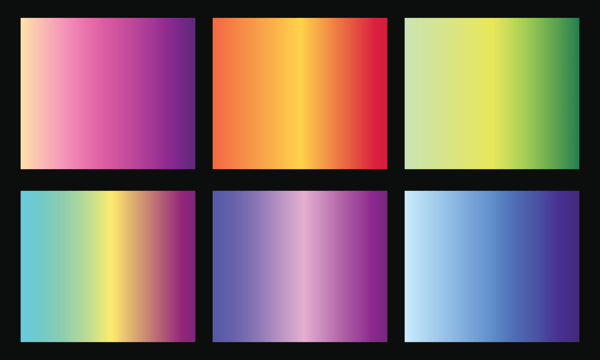 Colorful gradient palette set. Gradation colour reference. 6