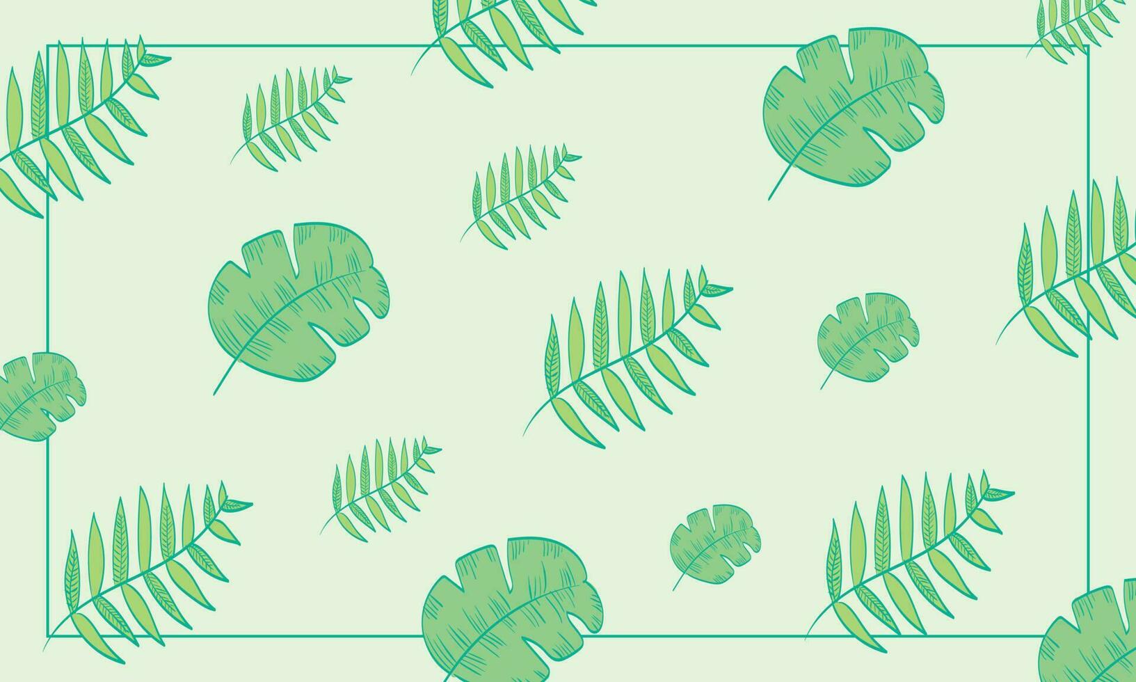 Green leaves ornament background template copy space. Plant themed decorational background for poster, banner, landing page, magazine, flyer, leaflet, or pamphlet. vector