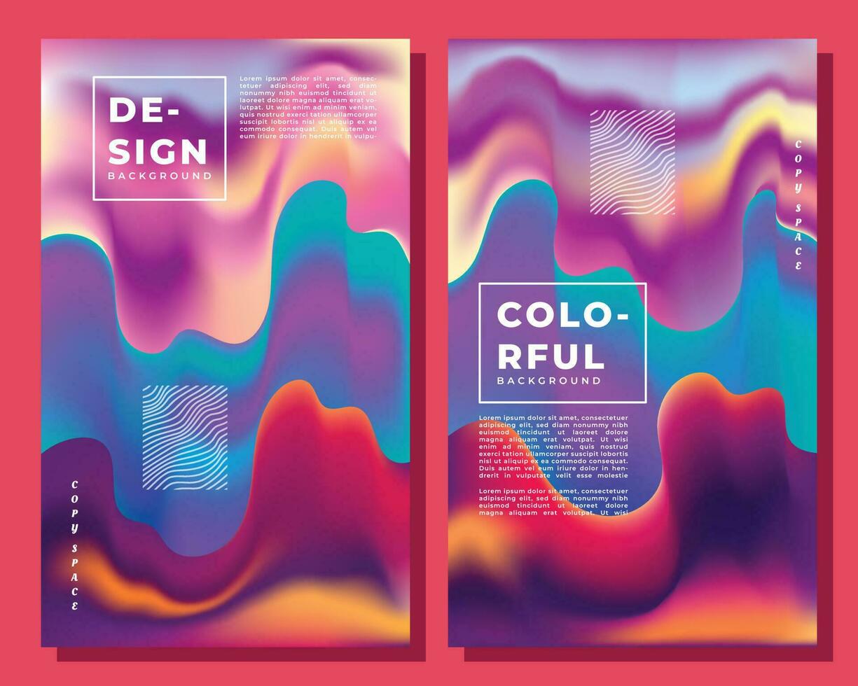 Colorful abstract wavy liquid background template copy space. Fluid gradient mesh colour backdrop design for poster, banner, magazine, leaflet, pamphlet, cover, booklet, or flyer. vector