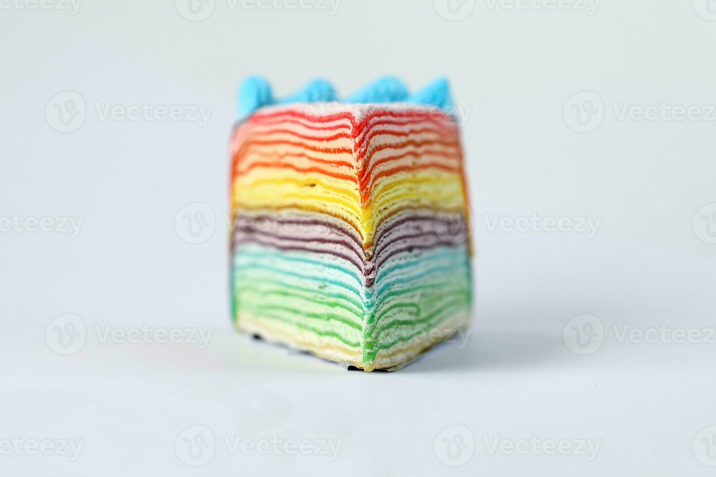 Rainbow crepe layer cake photo
