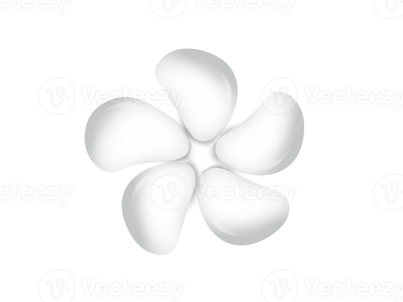 set of water drop in flower shape on transparency background png