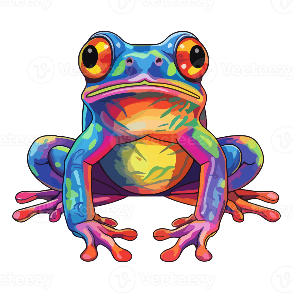 Colorful Frog pop art style, Frog Sticker, pastel cute colors, . png