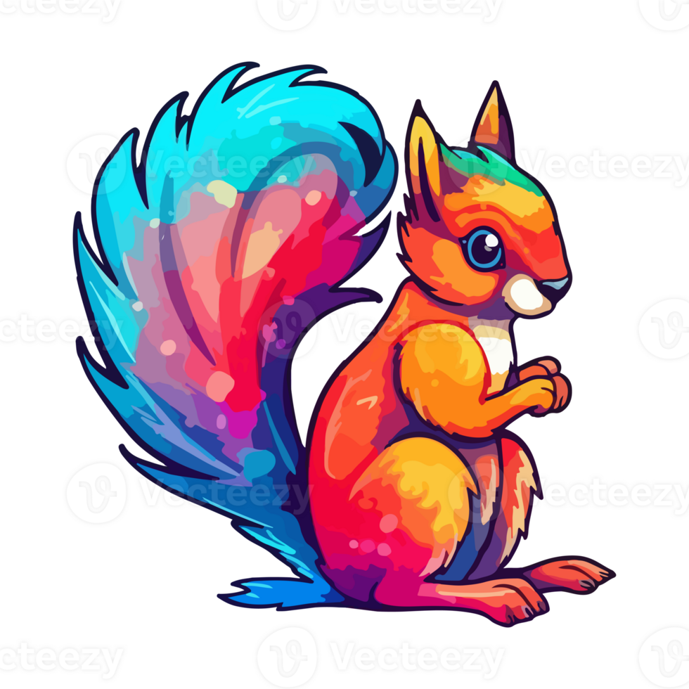 Colorful squirrel modern pop art style, squirrel Illustration squirrel pastel cute colors, . png