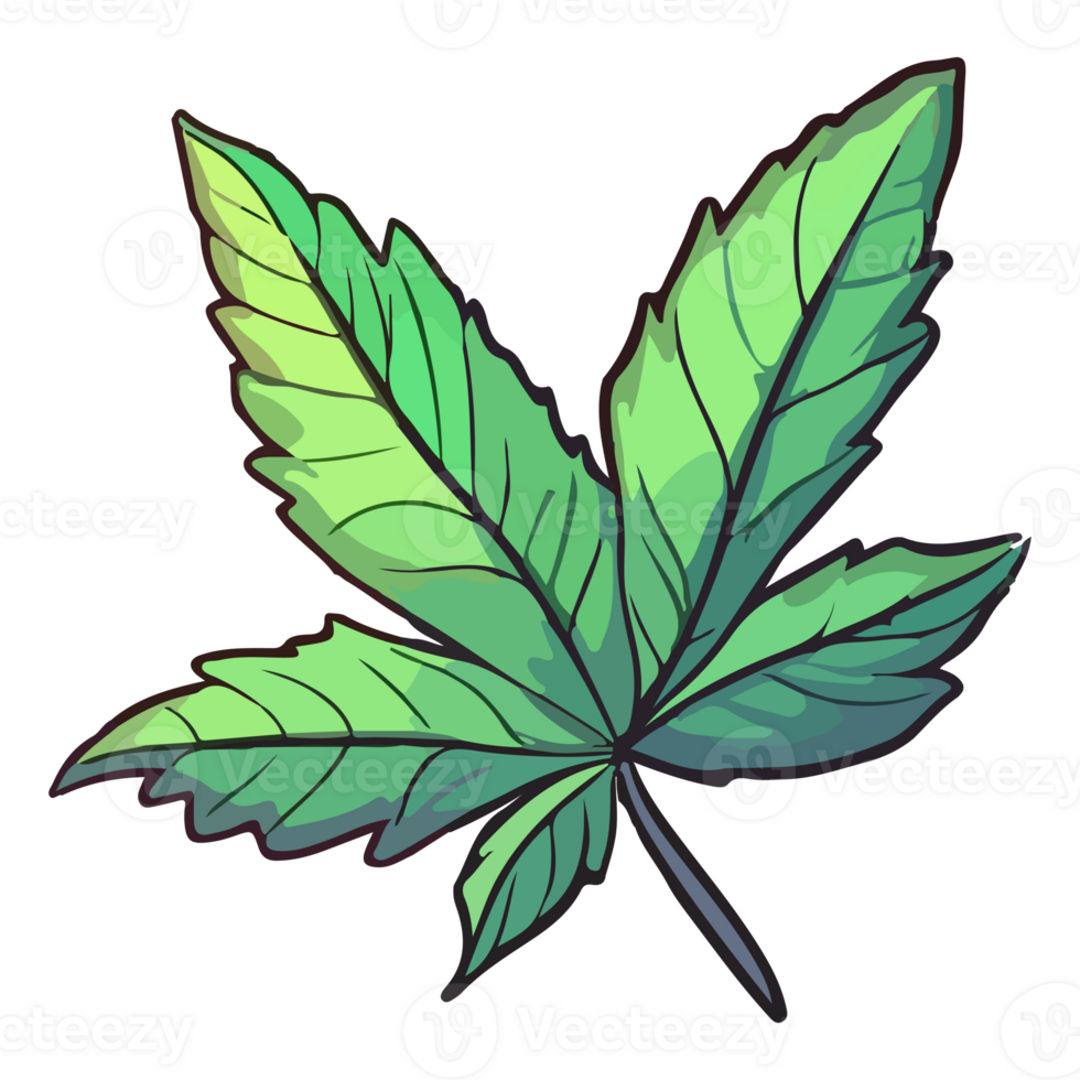 Colorful Marijuana Weed Leaf modern pop art style, Cannabis Sticker, pastel cute colors, . png