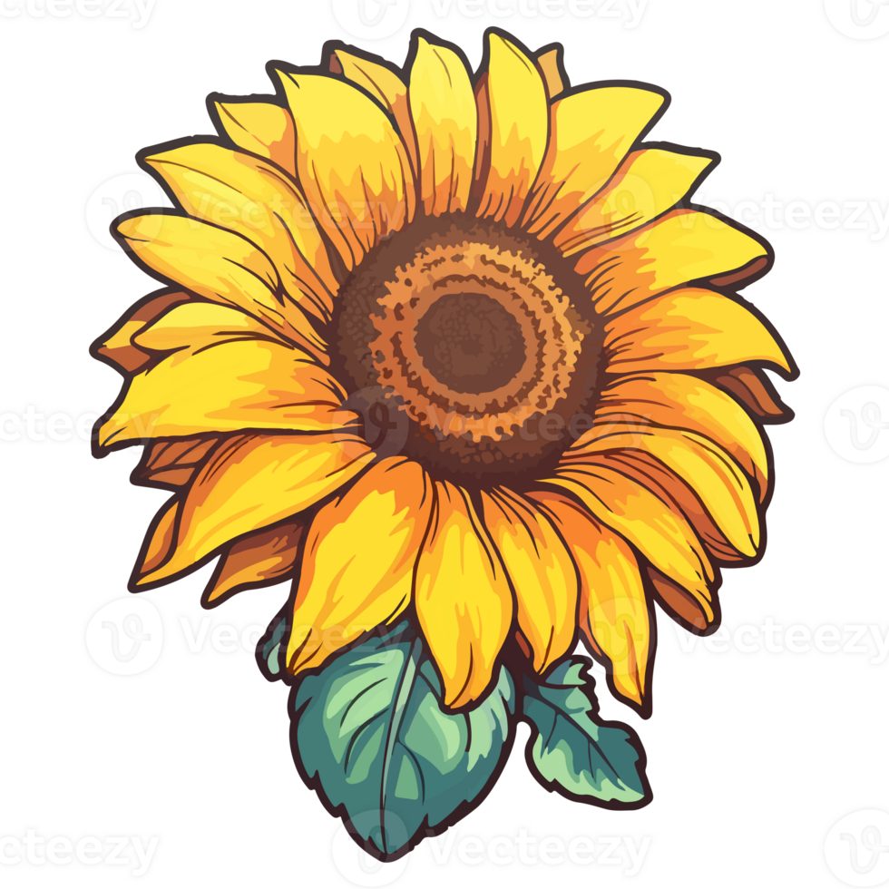 Sunflower modern pop art style, Sunflower illustration, simple creative design, . png