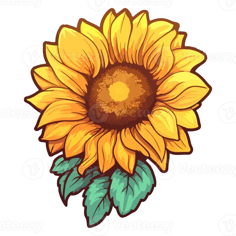 Sunflower modern pop art style, Sunflower illustration, simple creative design, . png
