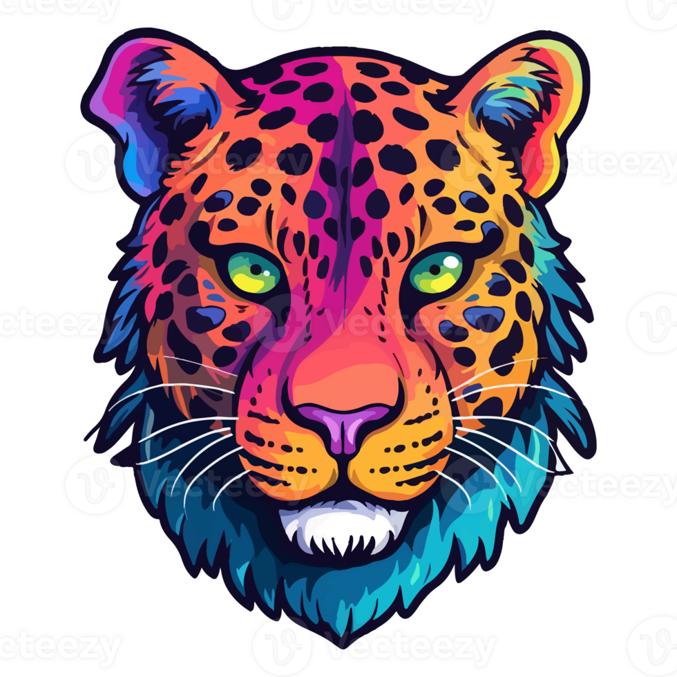 Colorful Leopard modern pop art style, Leopard illustration, simple creative design, . png