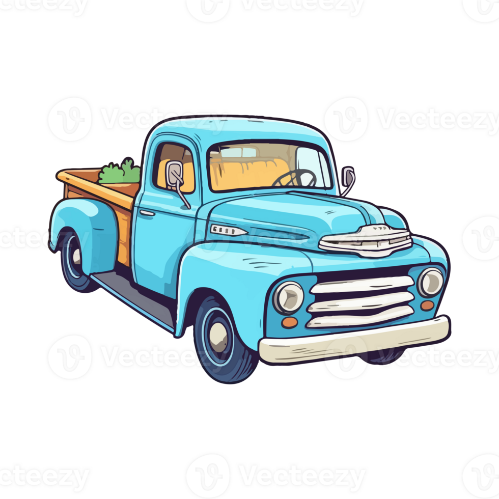 Colorful Old Farm Truck pop art style, Old Farm Truck Sticker, pastel cute colors, retro truck, . png