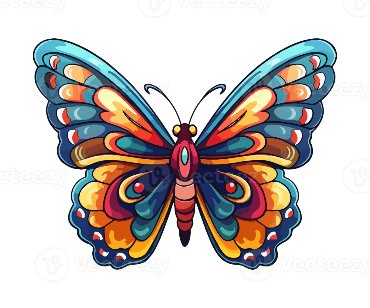 vistoso mariposa logo, mariposa pegatina, pastel linda colores, ai generado. png