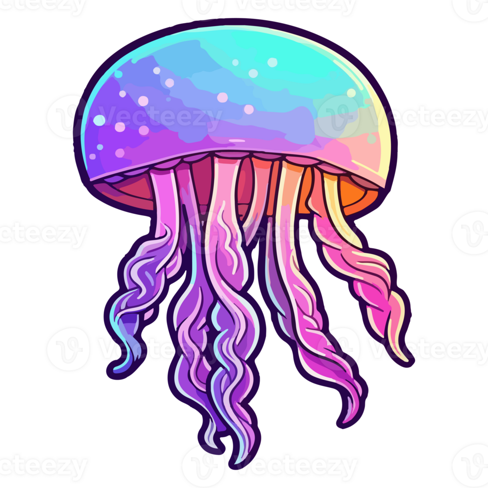 Colorful jellyfish Logo pop art style, jellyfish Sticker, pastel cute colors, . png