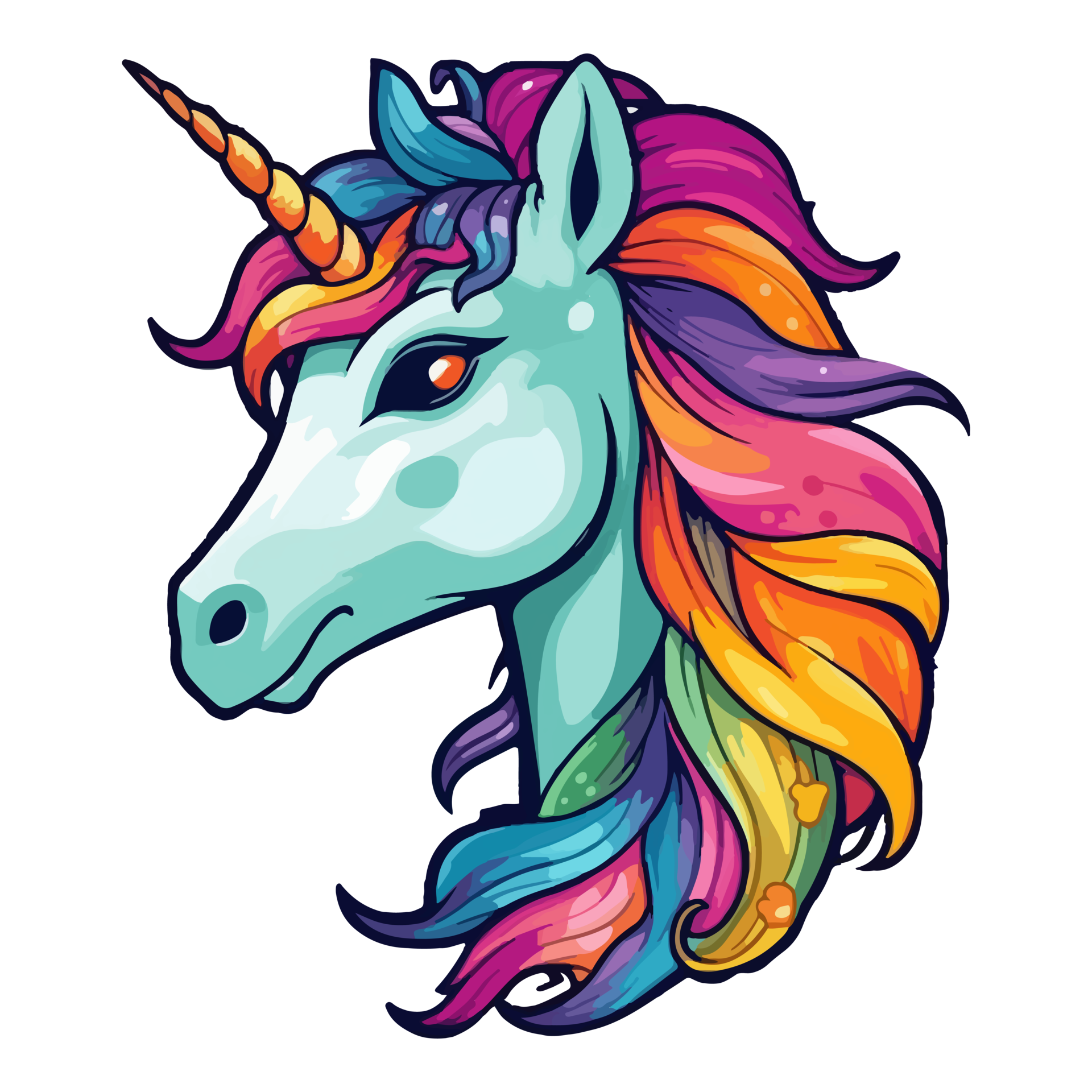 unicorn modern pop art style, Colorful unicorn illustration, pastel ...