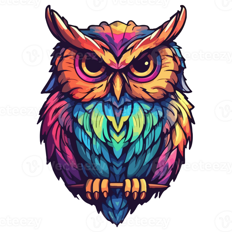 Colorful Owl pop art style, Owl Sticker, pastel cute colors, . png