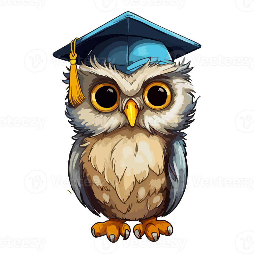 Owl Graduation ceremony Bird Cartoon, graduation gown, animals, square Academic Cap, Colorful Whimsical owl modern pop art style, Whimsical owl illustration, simple creative design, . png
