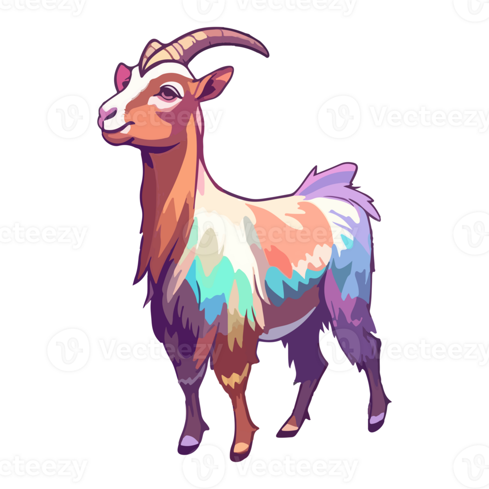 Goat modern pop art style, Colorful Goat illustration, pastel sticker cute colors, . png