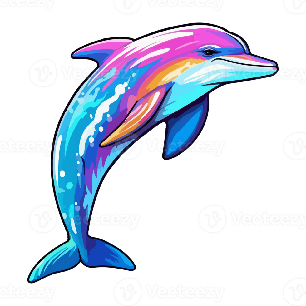 Dolphin modern pop art style, Colorful Dolphin illustration, pastel sticker cute colors, . png