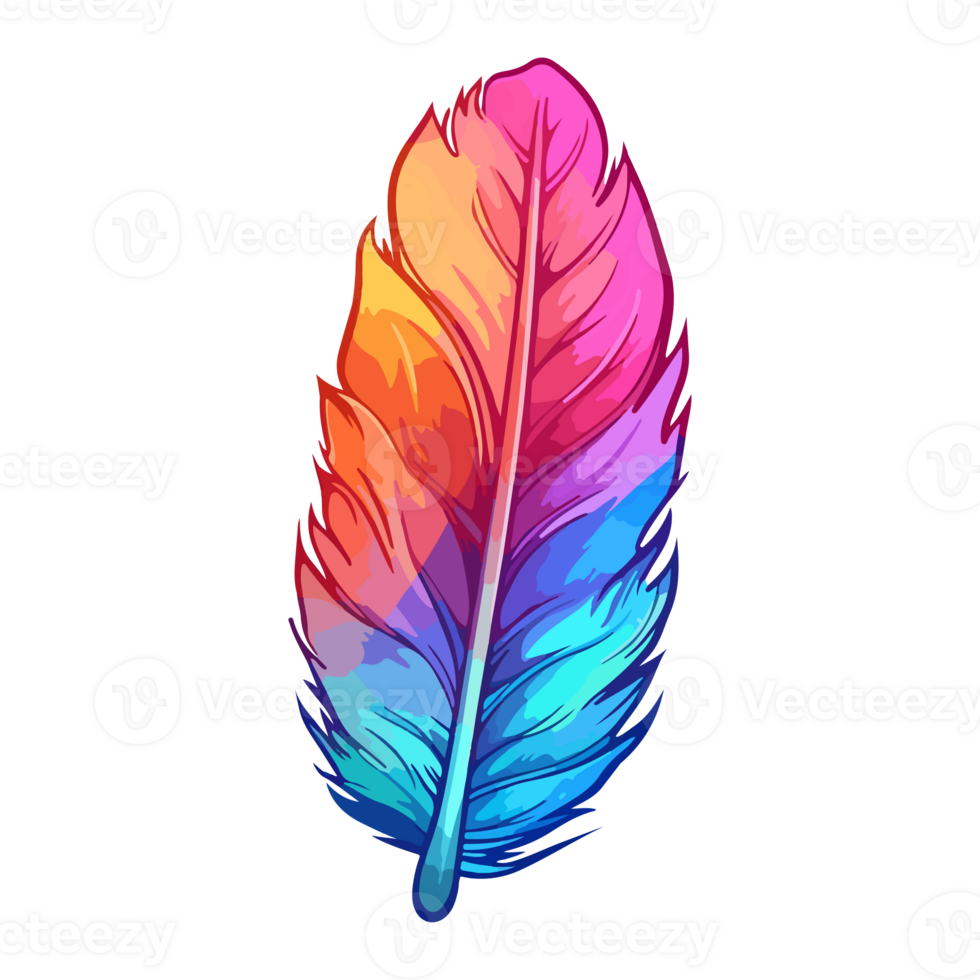 Colorful bird feather Logo, Feather Sticker, Pastel cute colors, . png