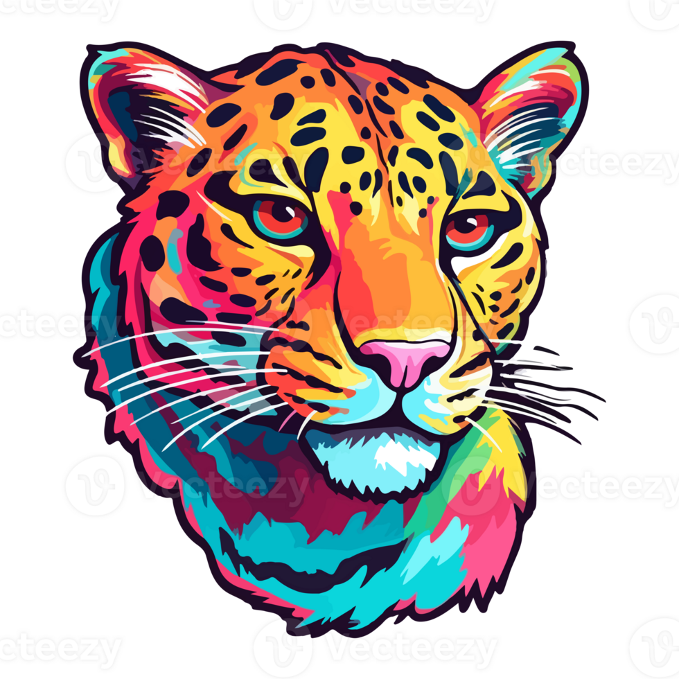 Colorful Leopard modern pop art style, Leopard illustration, simple creative design, . png