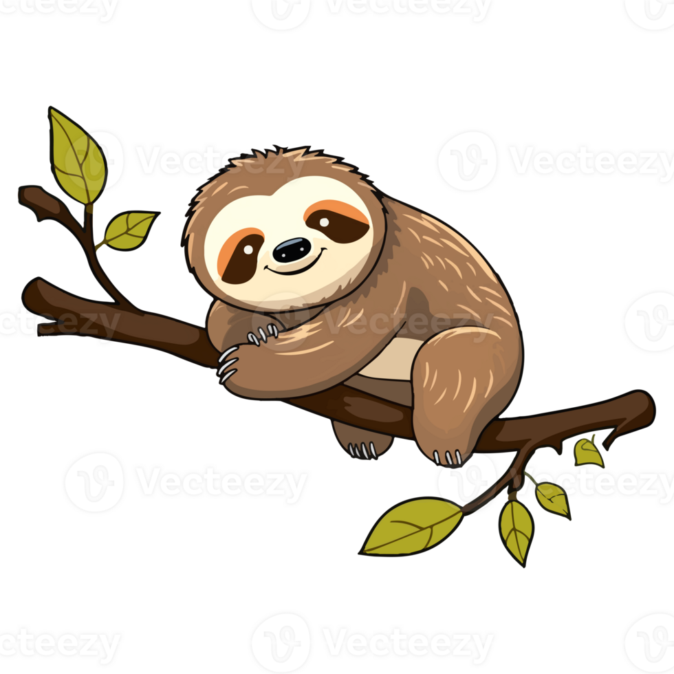 Sloths modern pop art style, Colorful Sloths illustration, Sloths pastel sticker cute colors, . png