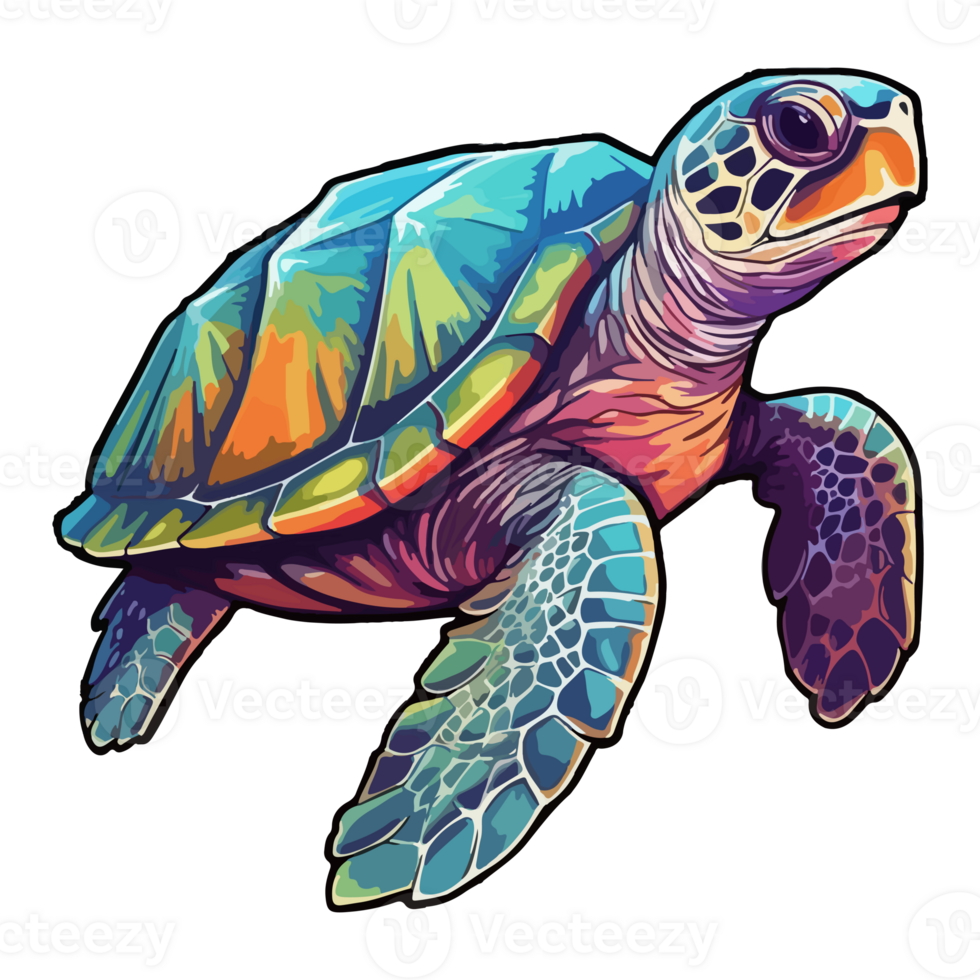 Colorful Sea Turtle modern pop art style, Sea Turtle illustration, simple creative design, . png
