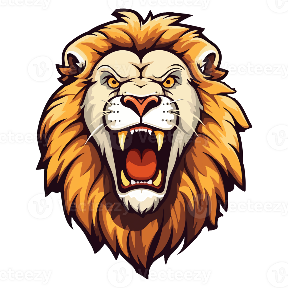 Lion Head Logo mascot wildlife animal illustration, . png