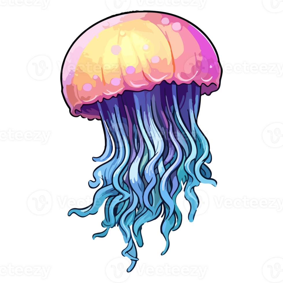 Colorful jellyfish Logo pop art style, jellyfish Sticker, pastel cute colors, . png