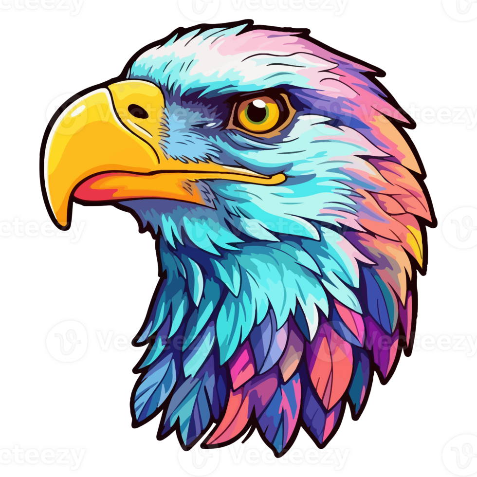 Colorful eagle Head Logo pop art style, eagle face Sticker, pastel cute colors, . png