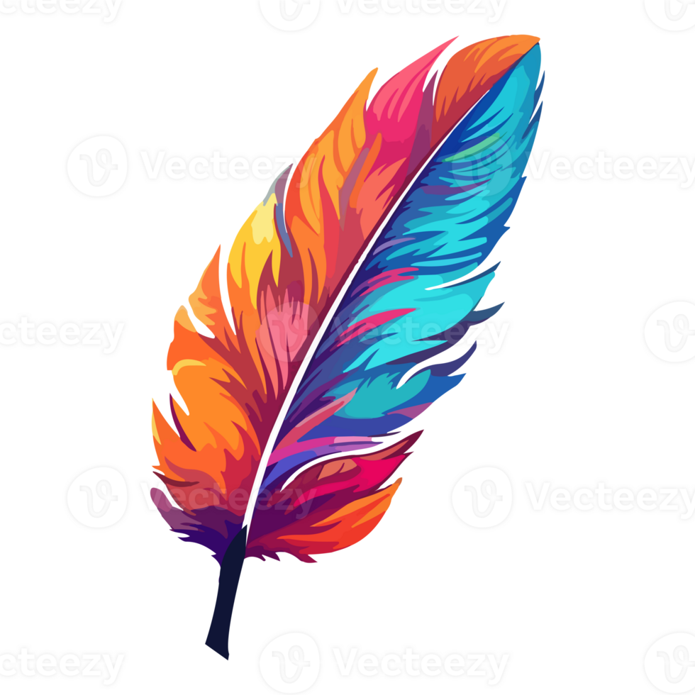 Colorful bird feather Logo, Feather Sticker, Pastel cute colors, . png