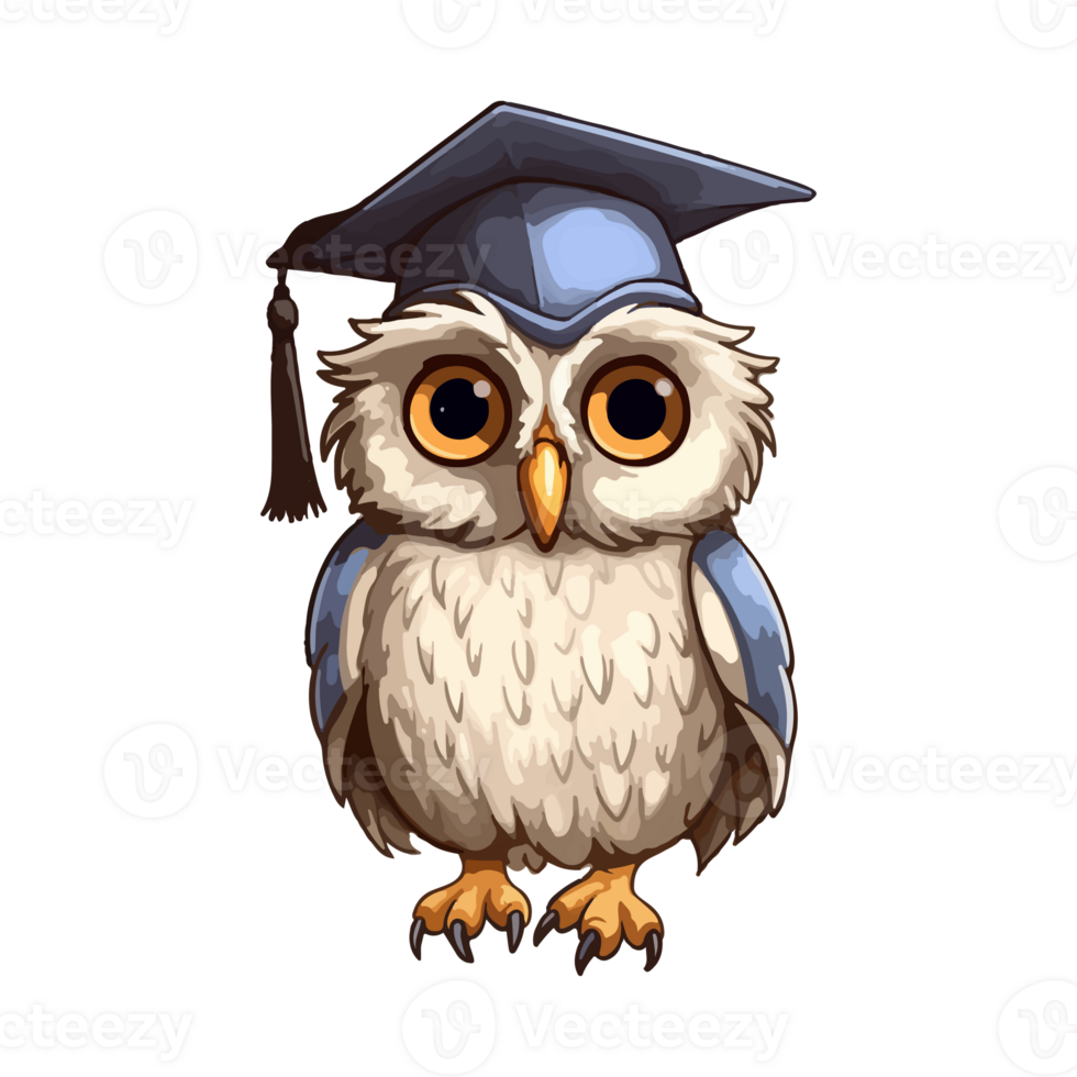 Owl Graduation ceremony Bird Cartoon, graduation gown, animals, square Academic Cap, Colorful Whimsical owl modern pop art style, Whimsical owl illustration, simple creative design, . png