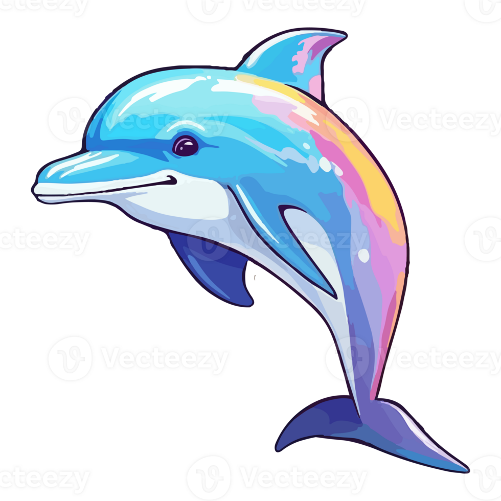 Dolphin modern pop art style, Colorful Dolphin illustration, pastel sticker cute colors, . png