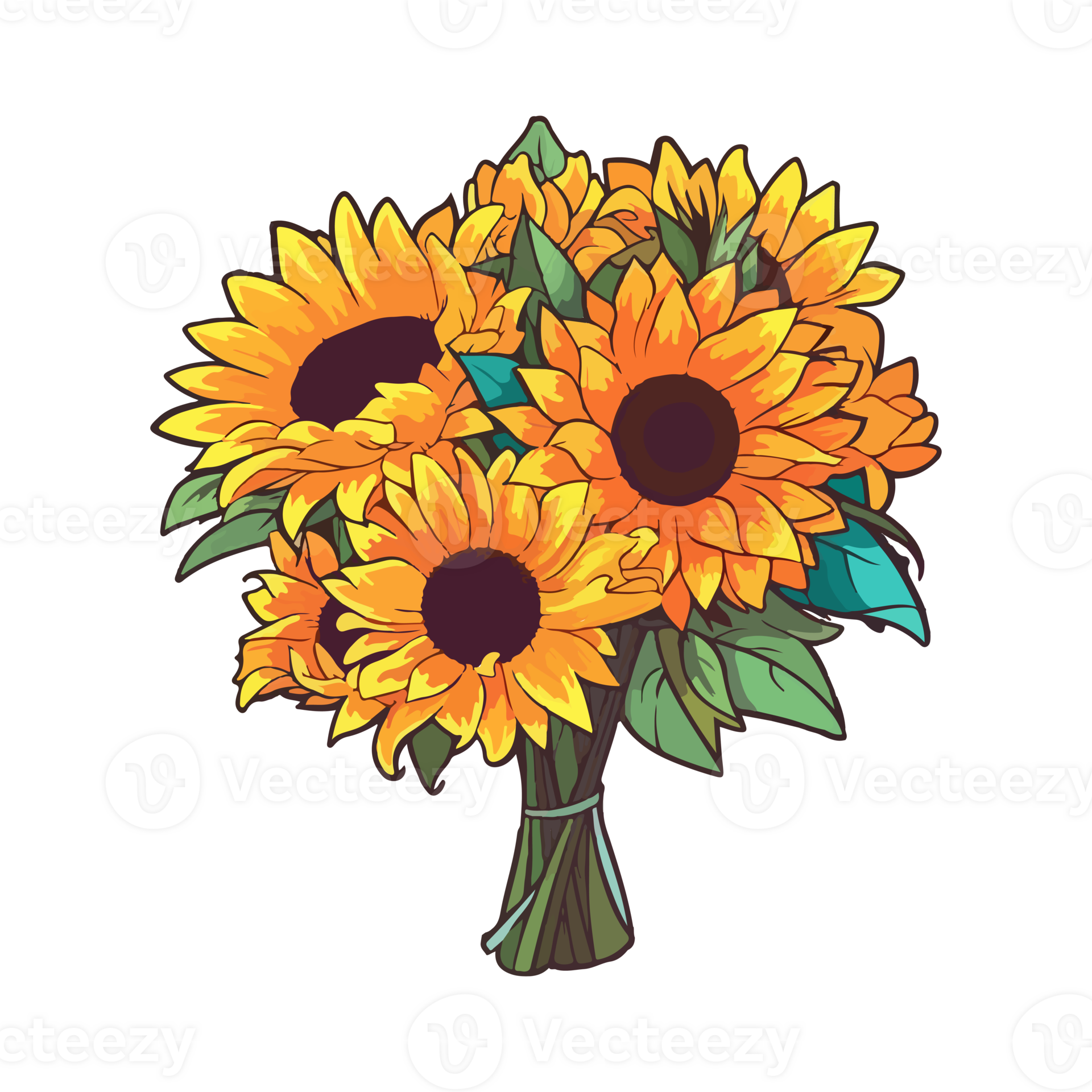 Sunflower bouquet modern pop art style, Sunflower illustration, simple