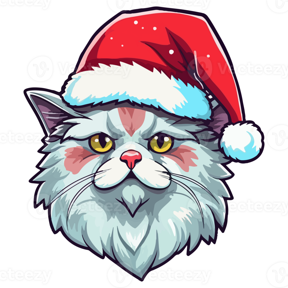 fofa Natal gato ilustração, santa gato adesivo, pastel fofa cores, gatinha, gatinho, Natal animais, inverno, feriados, generativo ai png