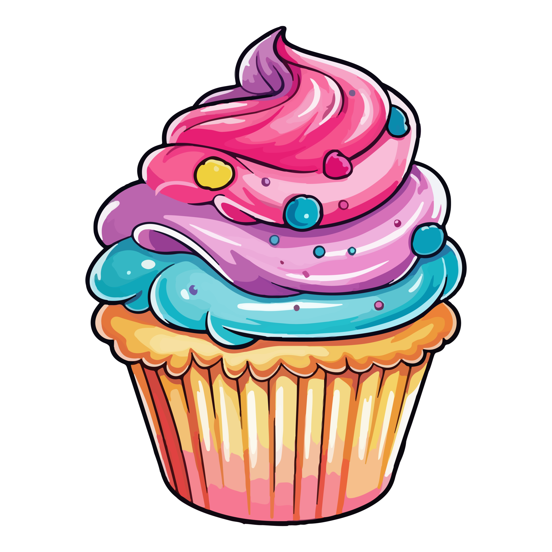 Colorful Cupcake Modern Pop Art Style Cupcake Sticker Pastel Cute Colorful Cupcake Modern Pop Art Style Cupcake Sticker Pastel Cute