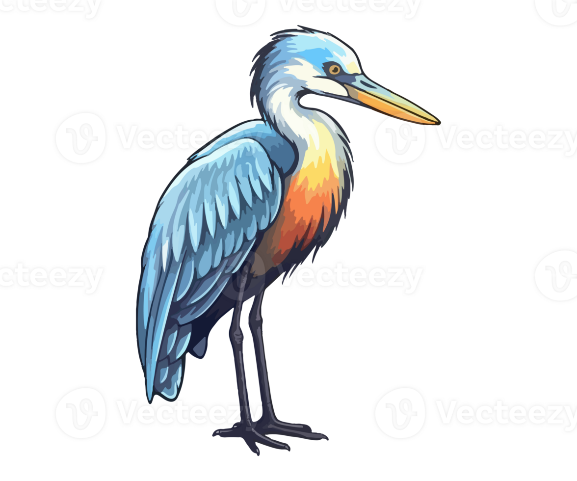 Blue Heron Logo, Blue Heron Sticker, Pastel cute colors, . png