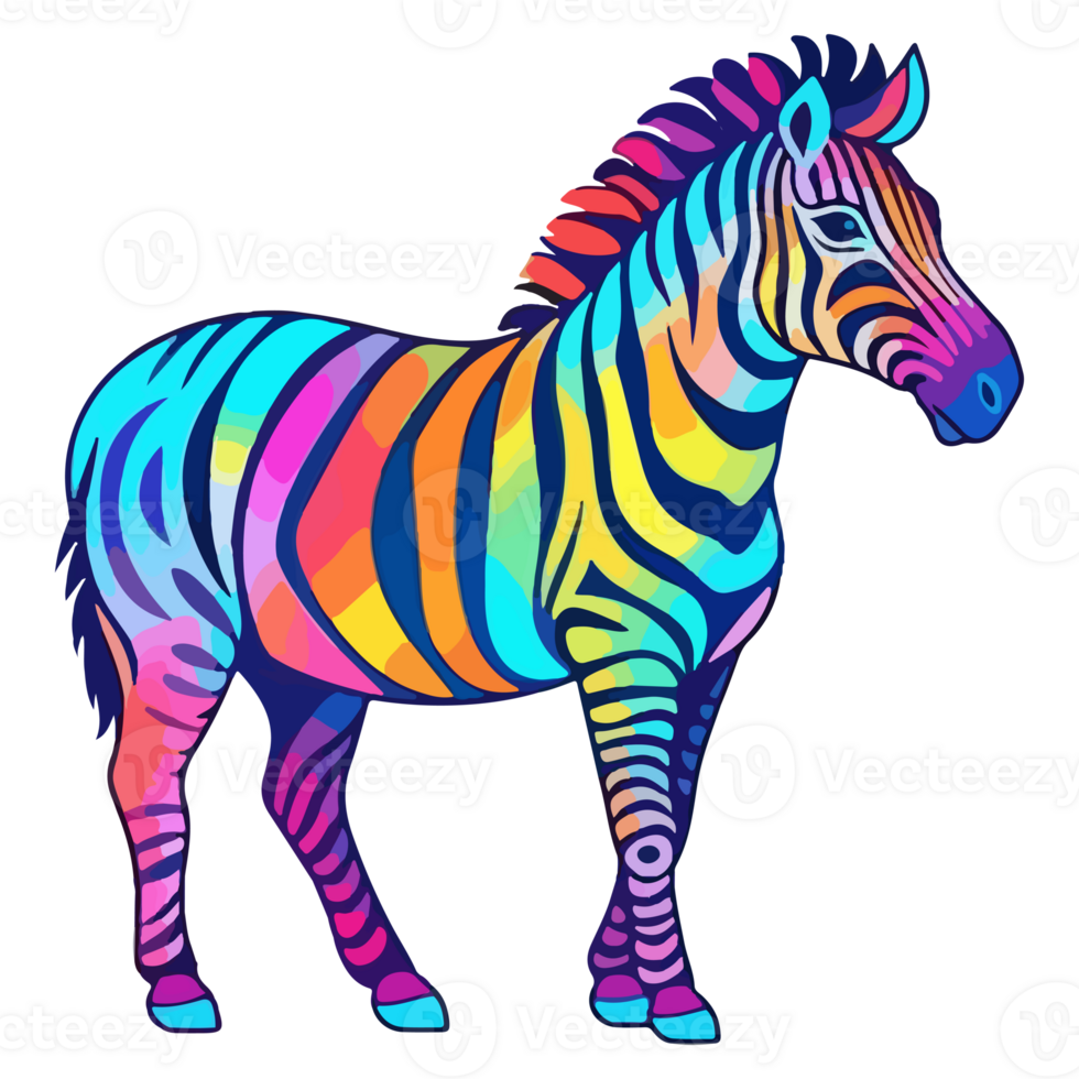 Zebra modern pop art style, Colorful Zebra illustration, pastel sticker cute colors, . png